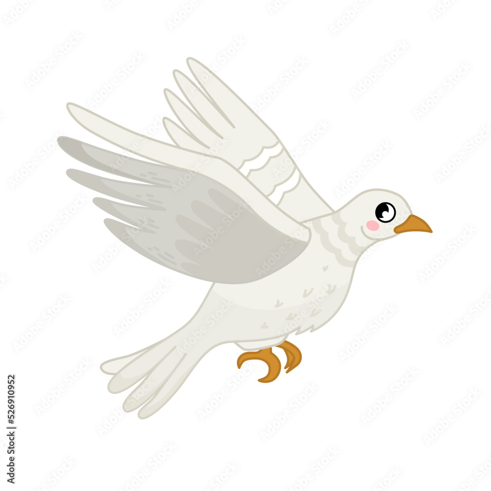 Fototapeta premium Vector illustration of cartoon cute pigeon isolated on white background.