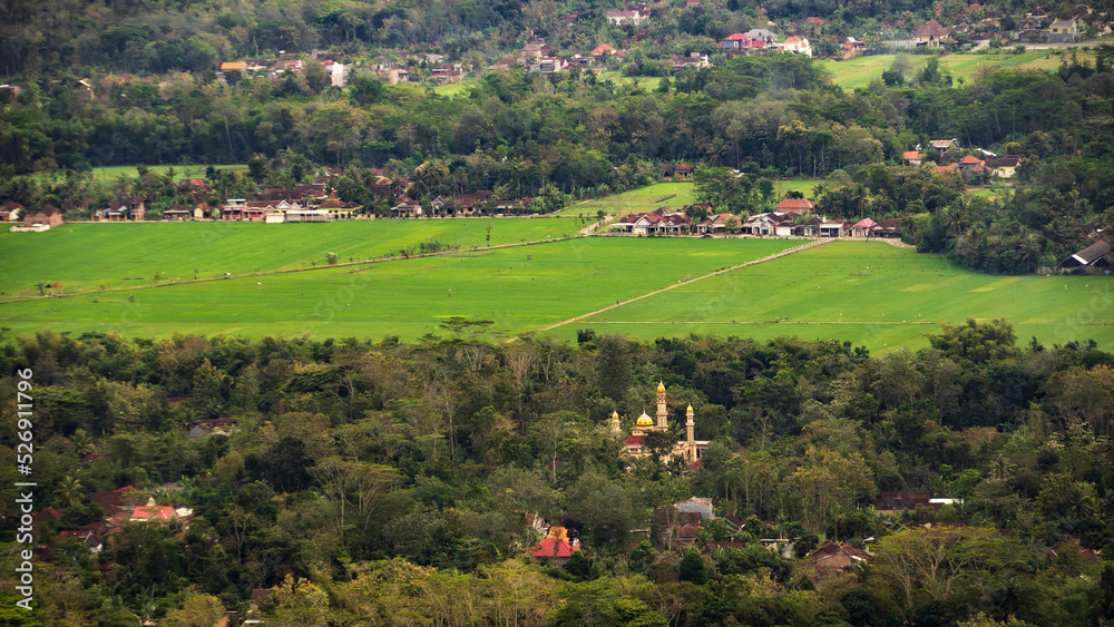 Obraz premium Landscape Arial view of village in Trenggalek, East Java, Indonesia