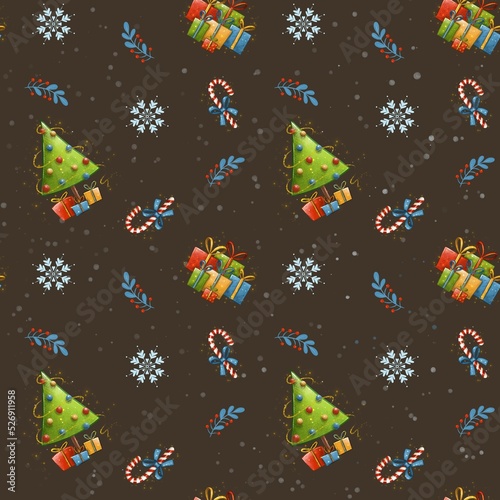 seamless pattern with christmas balls