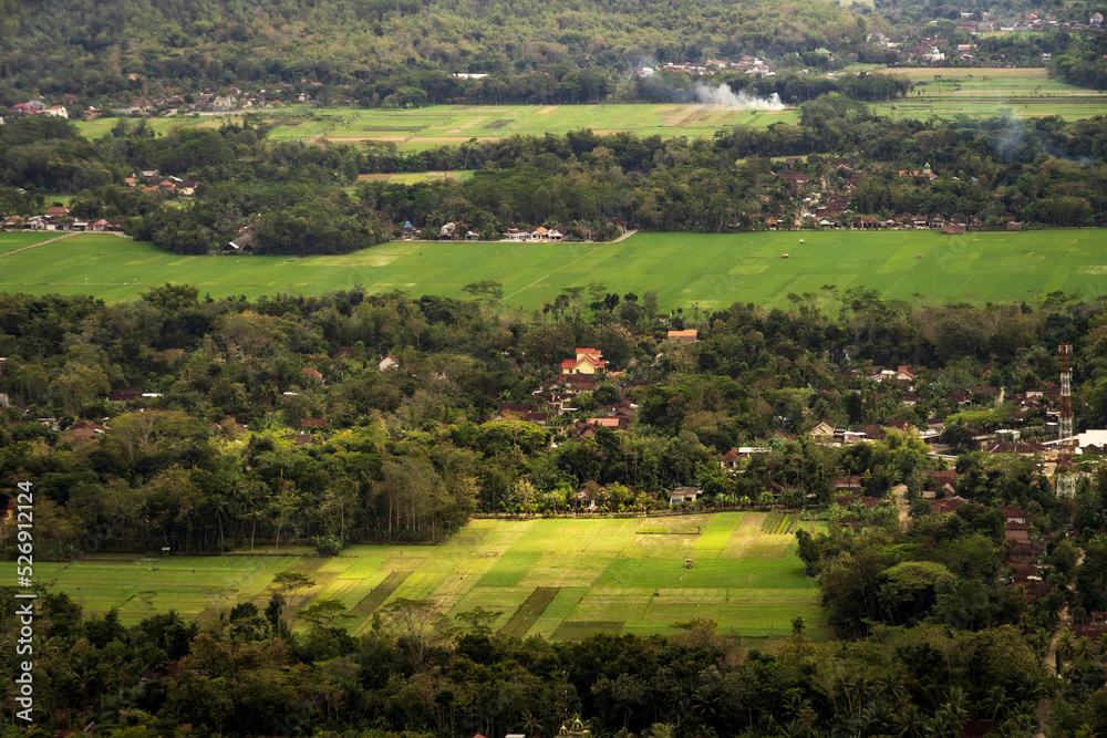 Landscape Arial view of village in Trenggalek, East Java, Indonesia