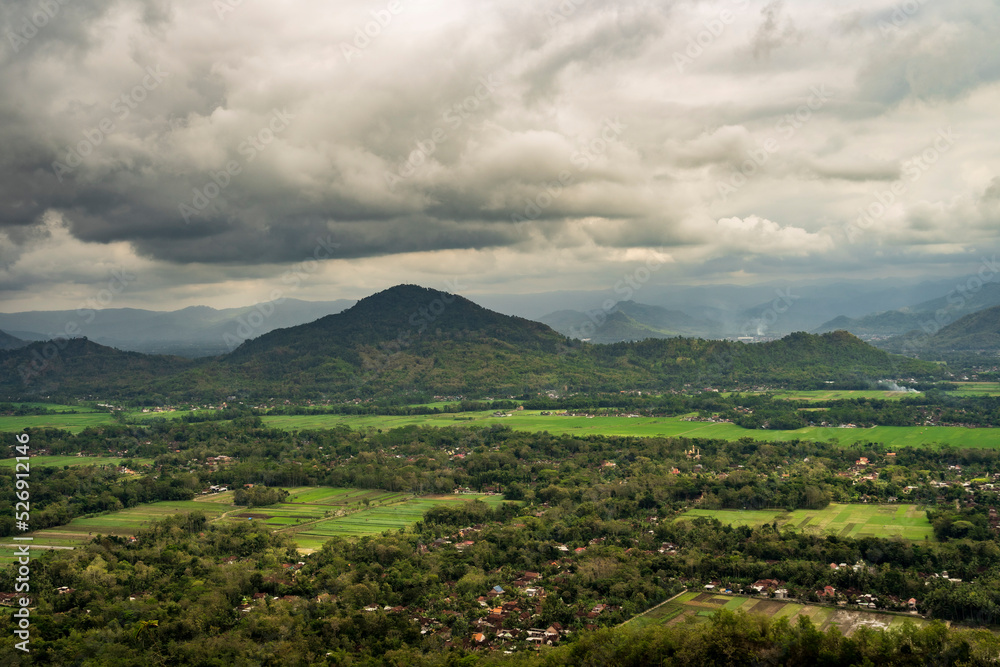 Landscape Arial view of village in Trenggalek, East Java, Indonesia