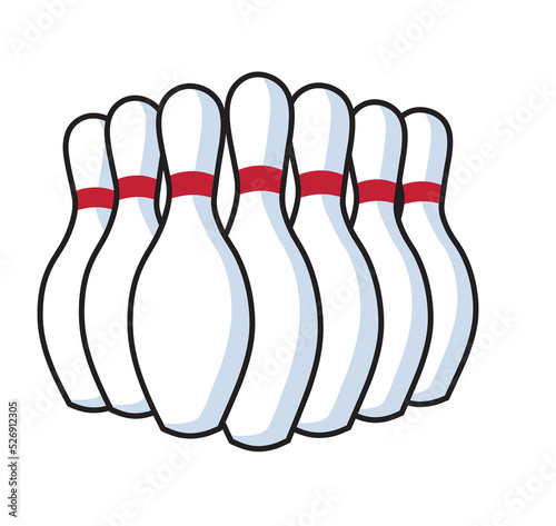 Bowling pin set. Bowling sport icon vector template.