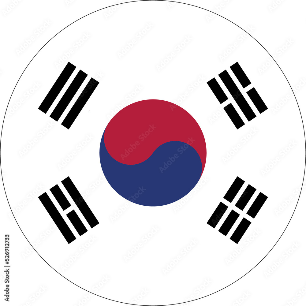 Circle flag vector of South Korea - obrazy, fototapety, plakaty 