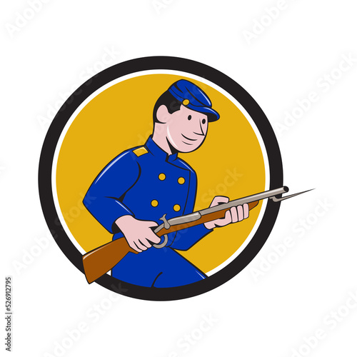 фотографія Union Army Soldier Bayonet Rifle Circle Cartoon