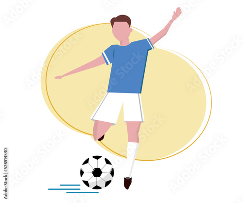 Man kicking football ball. Vector illustration
