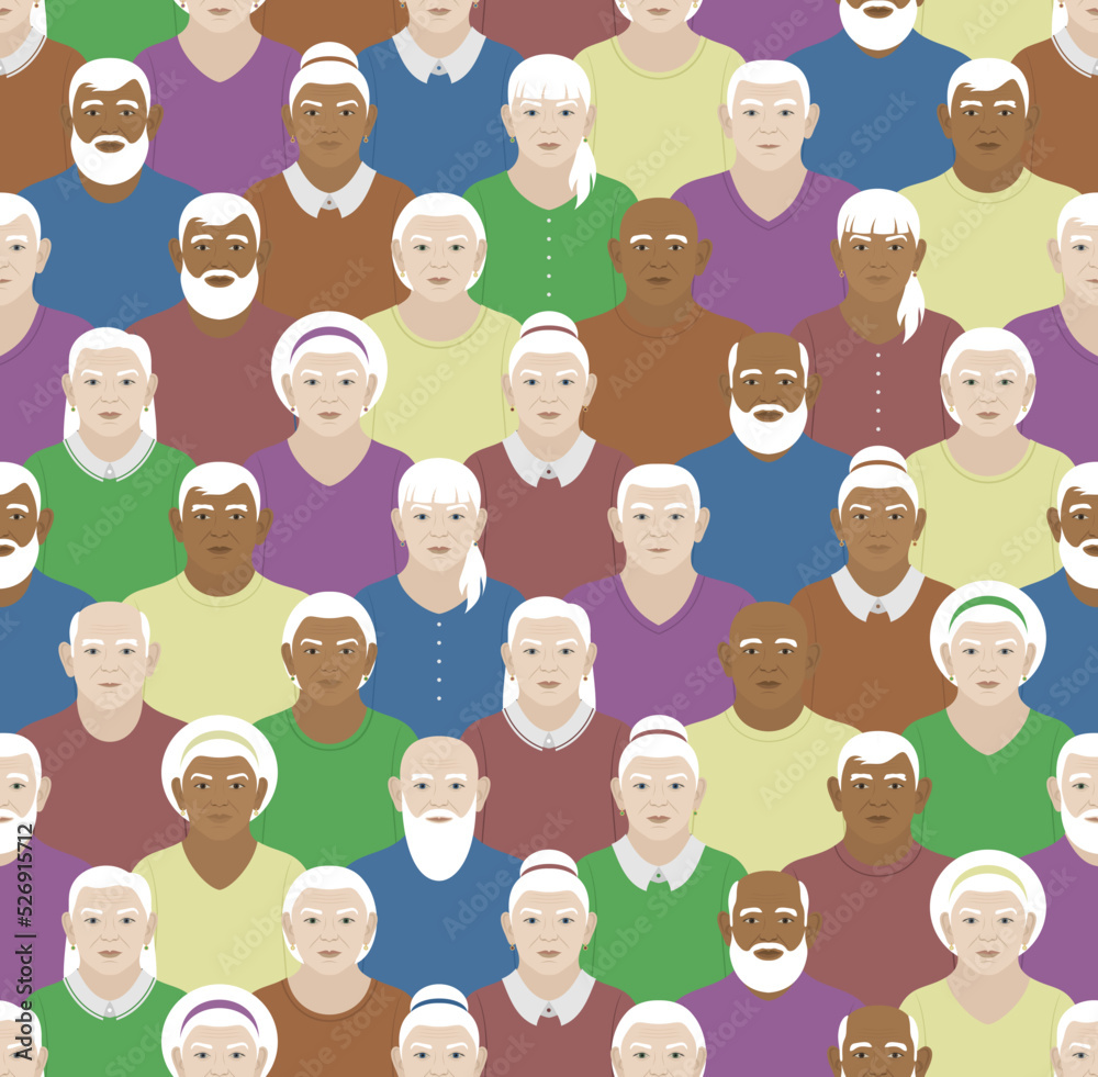 VECTOR SEAMLESS PATTERN WITH GRAY-HAIRED ELDERLY PEOPLE VECTOR SEAMLESS PATTERN WITH GRAY-HAIRED ELDERLY PEOPLE