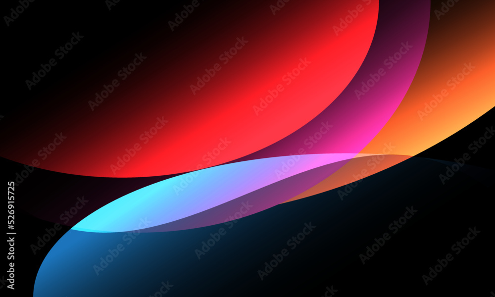 Abstract colorful geometric curve shapes on black background. Abstract colorful geometric curve shapes on black background.