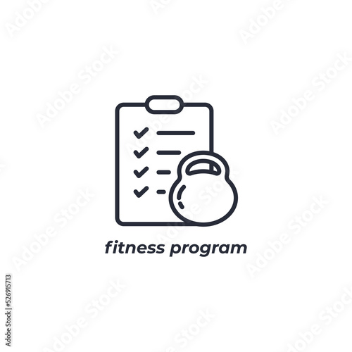 fitness program line icon. linear style sign for mobile concept and web design. Outline vector icon. Symbol, logo illustration. Vector graphics