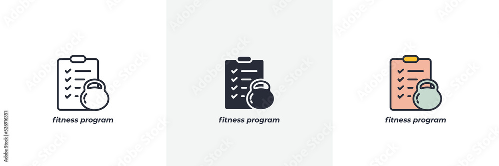 fitness program icon. Line, solid and filled outline colorful version, outline and filled vector sign. Idea Symbol, logo illustration. Vector graphics fitness program icon. Line, solid and filled outline colorful version, outline and filled vector sign. Idea Symbol, logo illustration. Vector graphics