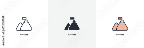 success icon. Line, solid and filled outline colorful version, outline and filled vector sign. Idea Symbol, logo illustration. Vector graphics