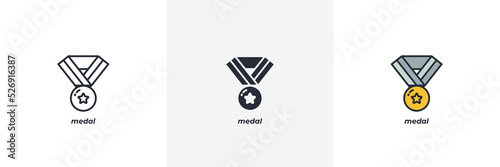 medal icon. Line, solid and filled outline colorful version, outline and filled vector sign. Idea Symbol, logo illustration. Vector graphics