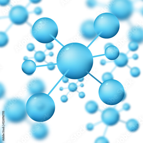 Molecular structure.Atoms.Molecule background with blue connected spherical particles.Chemical medical motion concept for banner, poster or flyer.Vector illustration