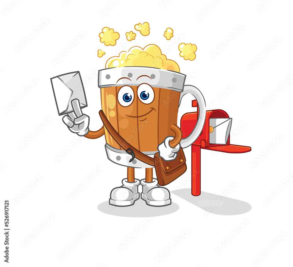 Obraz premium beer mug postman vector. cartoon character