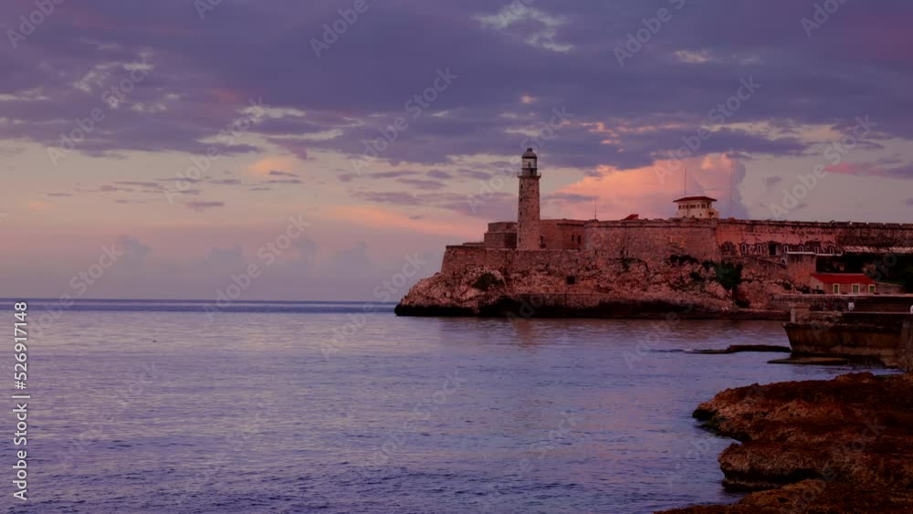 a sunset shot faro castillo del morro lighthouse in old havana, cuba a sunset shot faro castillo del morro lighthouse in old havana, cuba