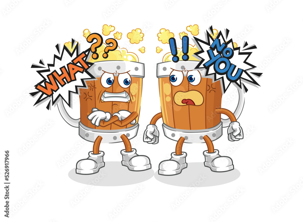 beer mug arguing each other cartoon vector beer mug arguing each other cartoon vector