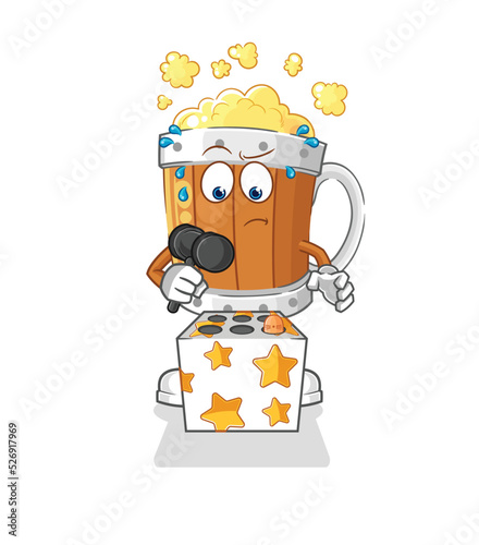 beer mug play whack a mole mascot. cartoon vector