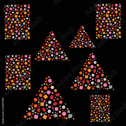 Beautiful Abstract pattern designs inside rectangles and triangle.