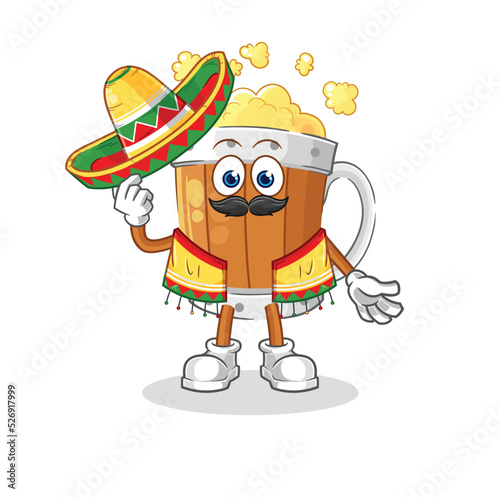 beer mug Mexican culture and flag. cartoon mascot vector