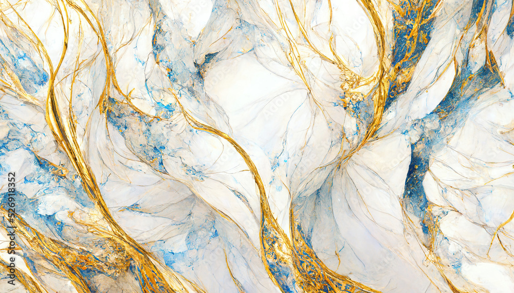 Abstract luxury marble background. Digital art marbling texture. Blue