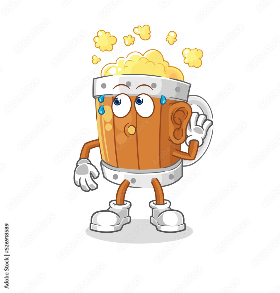 beer mug eavesdropping vector. cartoon character beer mug eavesdropping vector. cartoon character