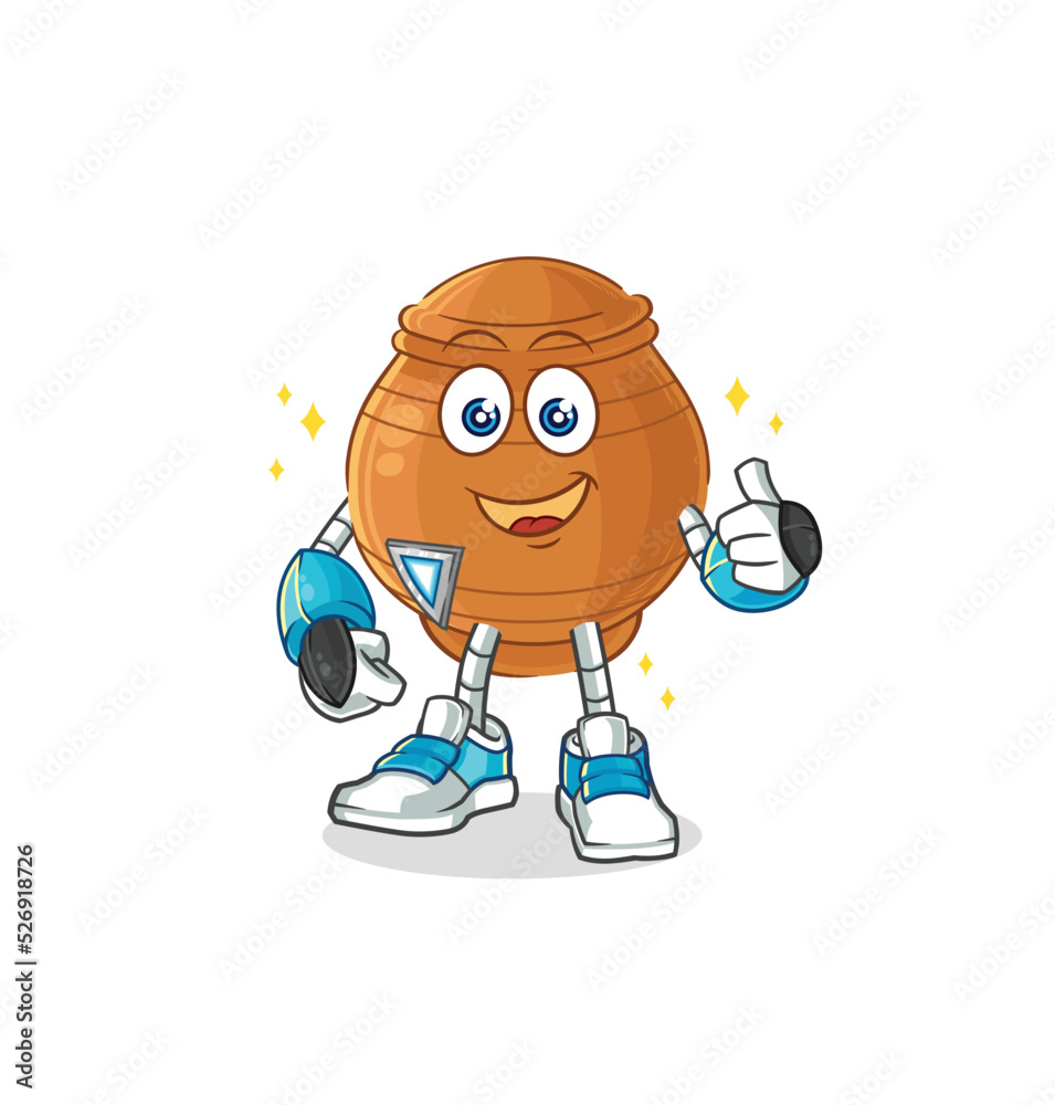 clay pot robot character. cartoon mascot vector clay pot robot character. cartoon mascot vector