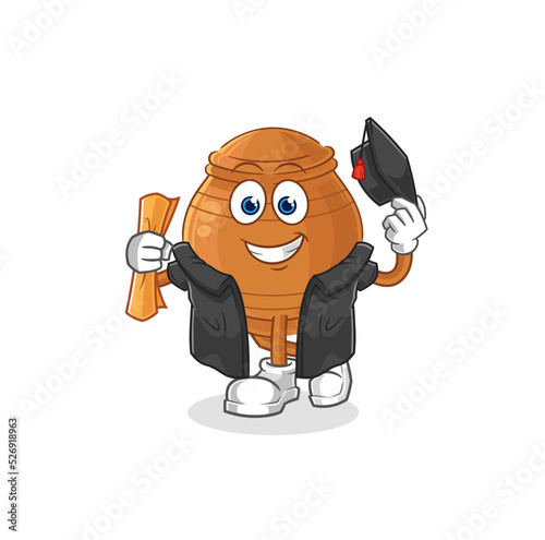 clay pot graduation vector. cartoon character