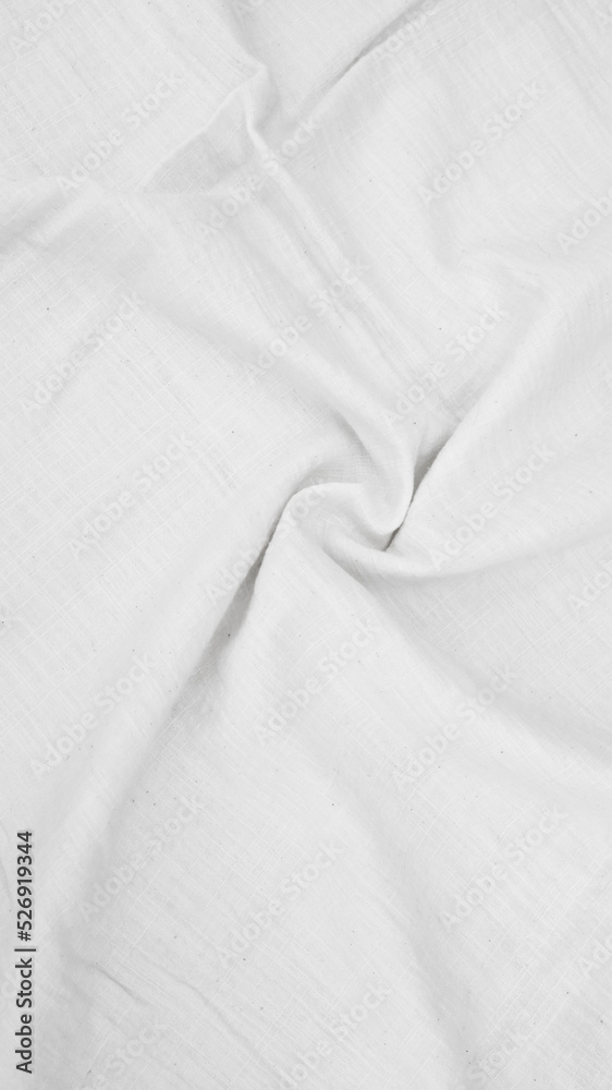 Obraz premium Organic Fabric cotton backdrop White linen canvas crumpled natural cotton fabric Natural handmade linen top view background organic Eco textiles White Fabric linen texture