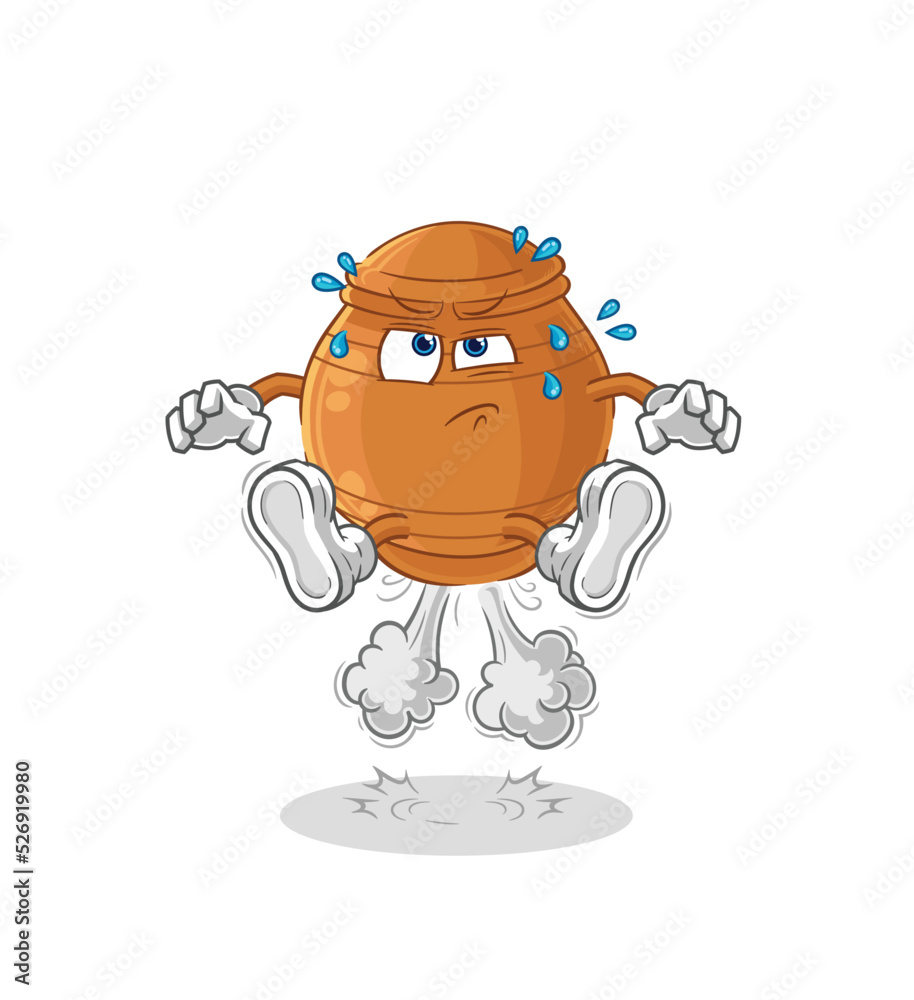clay pot fart jumping illustration. character vector clay pot fart jumping illustration. character vector