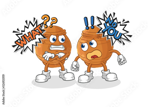 clay pot arguing each other cartoon vector