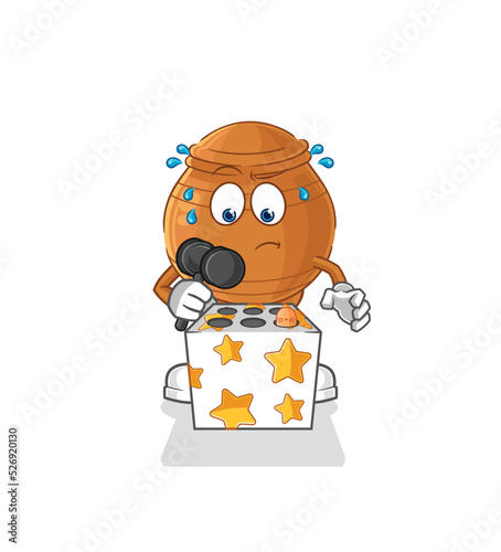 clay pot play whack a mole mascot. cartoon vector