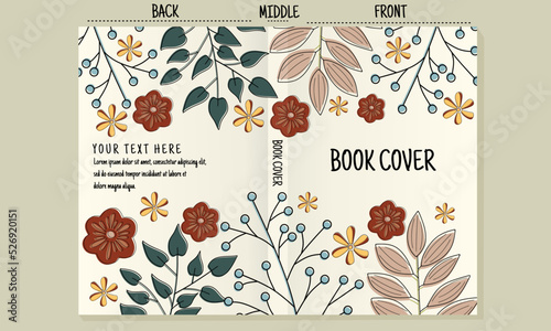 book cover set with pastel color floral elements