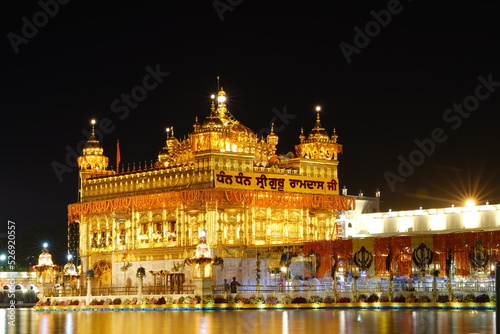 Sri Harmandir Sahib decorated with millions of flowers for Prakash Purab of Sri guru Granth sahib.