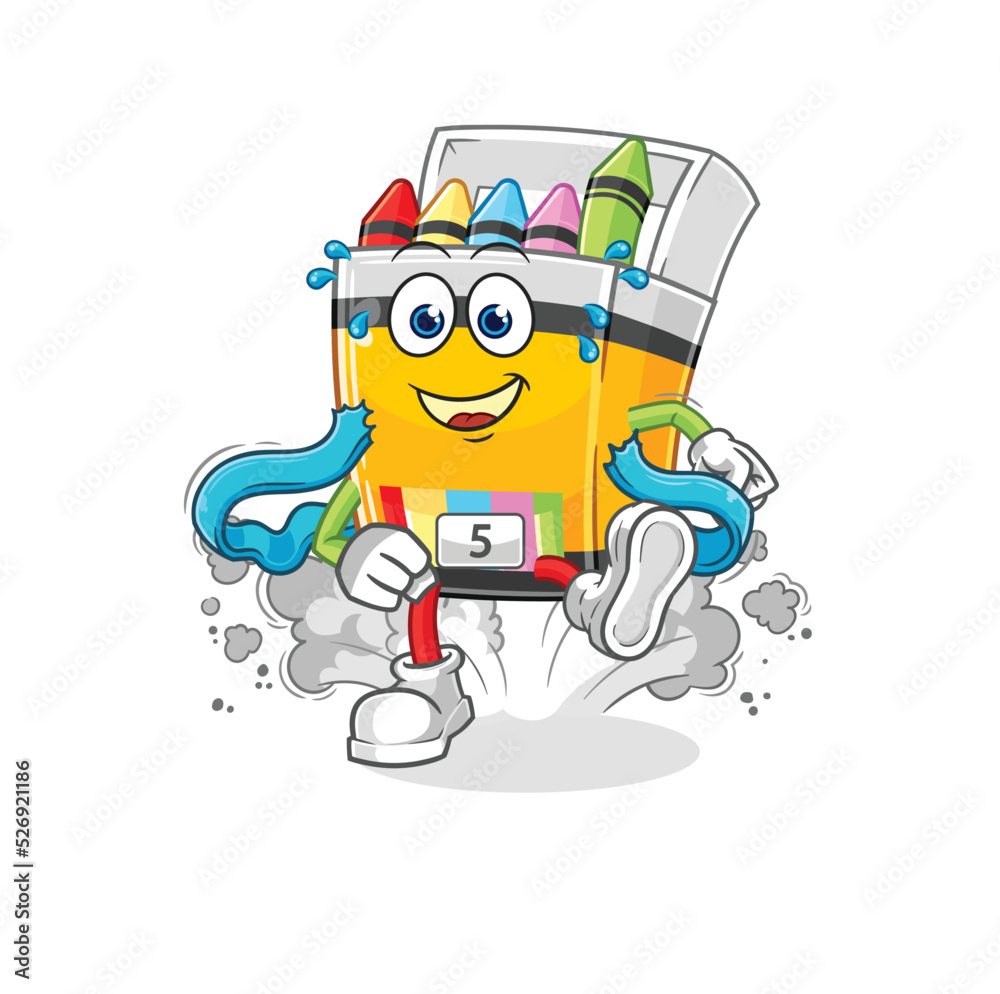 crayon runner character. cartoon mascot vector