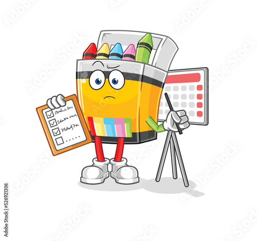 crayon schedule list vector. cartoon character