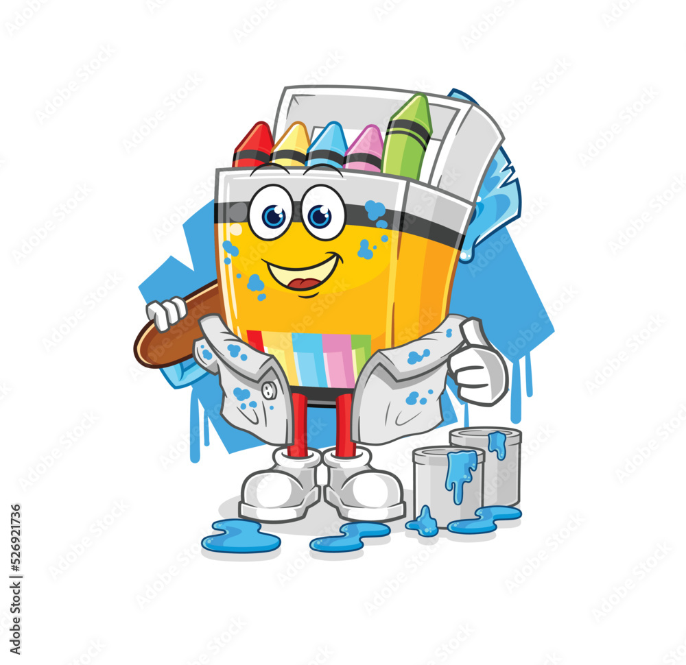 crayon painter illustration. character vector