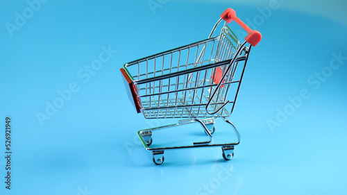 shopping cart blue background