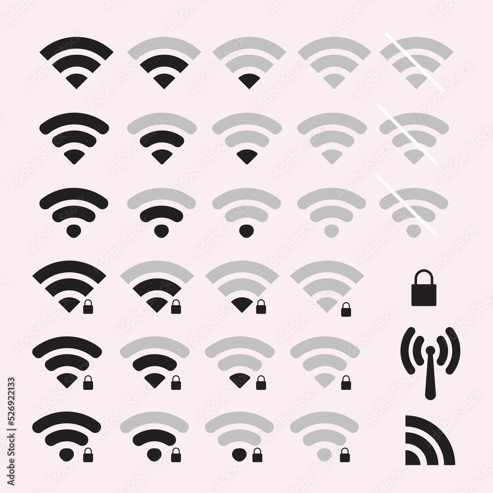 wifi icon such as apple wifi icon android wifi icon with lock and without lock and round wifi icon
