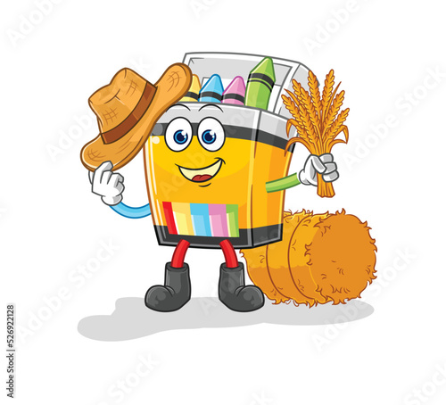 crayon farmer mascot. cartoon vector