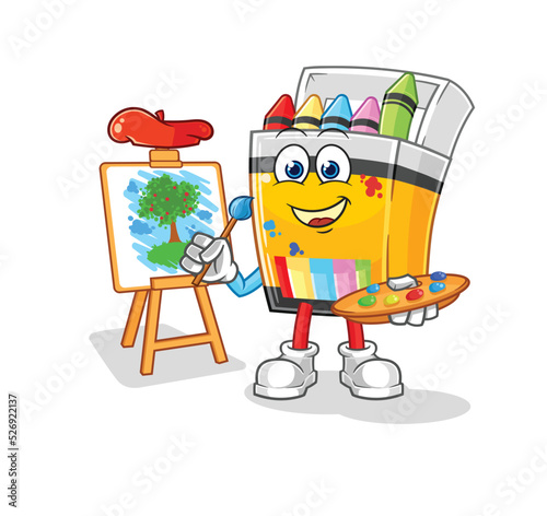 crayon artist mascot. cartoon vector