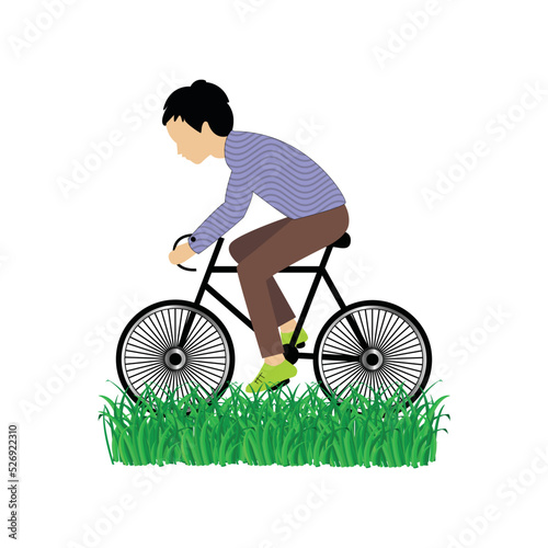 A Boy Riding a Bicycle Vector Illustration