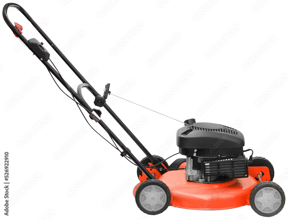 Orange lawn mower isolated Stock Photo Adobe Stock