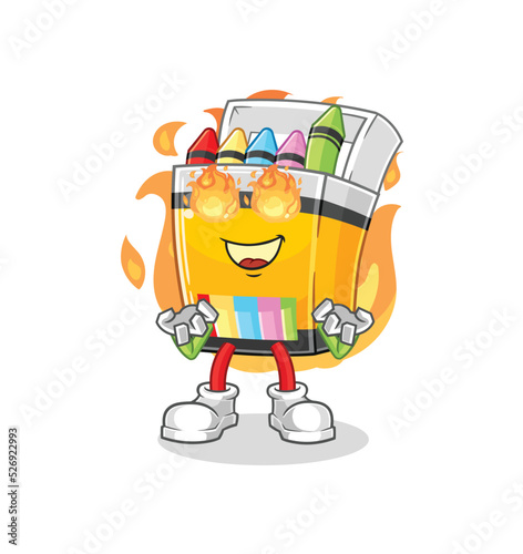 crayon on fire mascot. cartoon vector