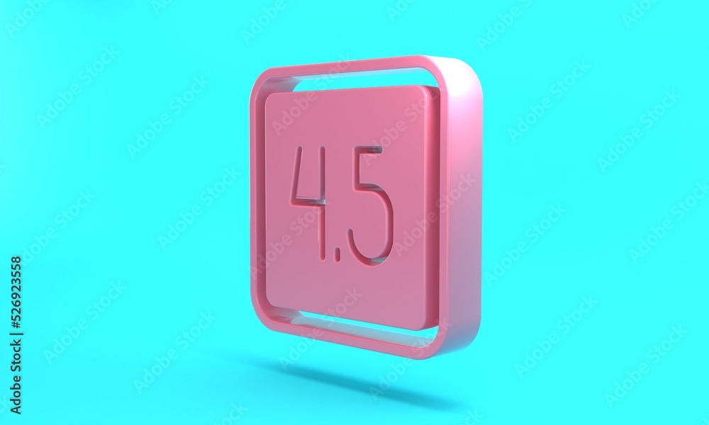 Pink Film or movie cinematography rating or review icon isolated on turquoise blue background. Minimalism concept. 3D render illustration Pink Film or movie cinematography rating or review icon isolated on turquoise blue background. Minimalism concept. 3D render illustration