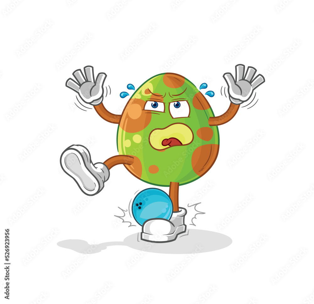 Obraz premium dinosaur egg hiten by bowling cartoon. cartoon mascot vector