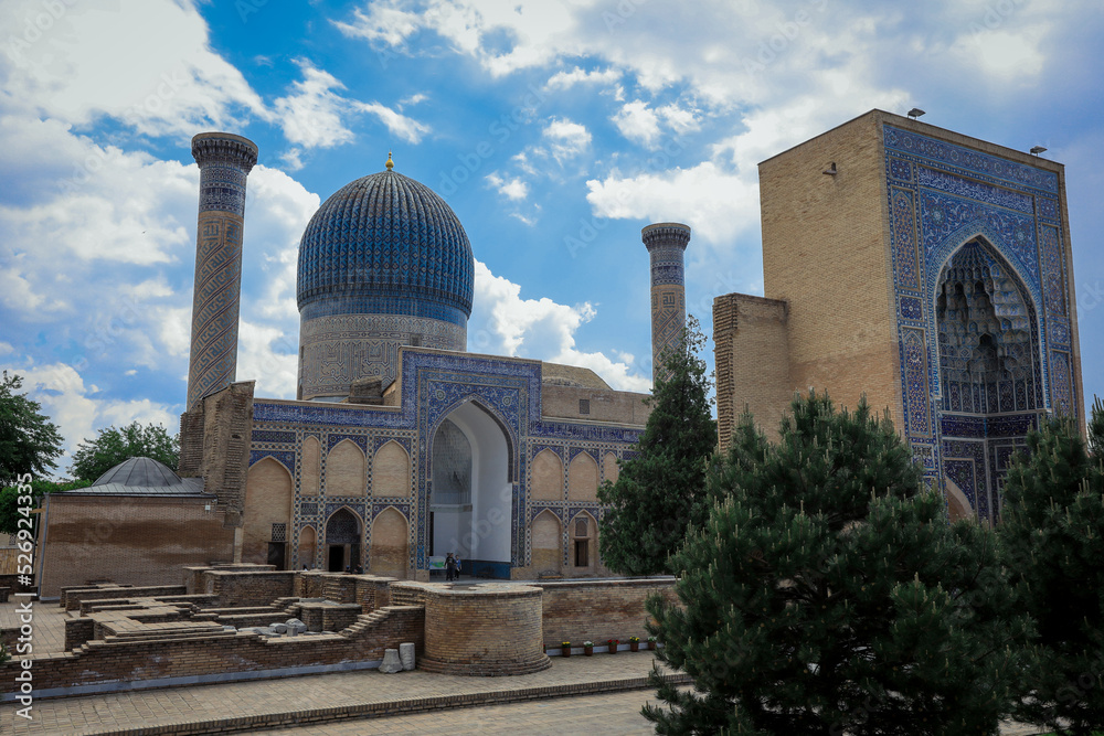 Exterior view of the Gur-e Amir mausoleum of the Turco-Mongol conqueror Tamerlane in Samarkand, Uzbekistan