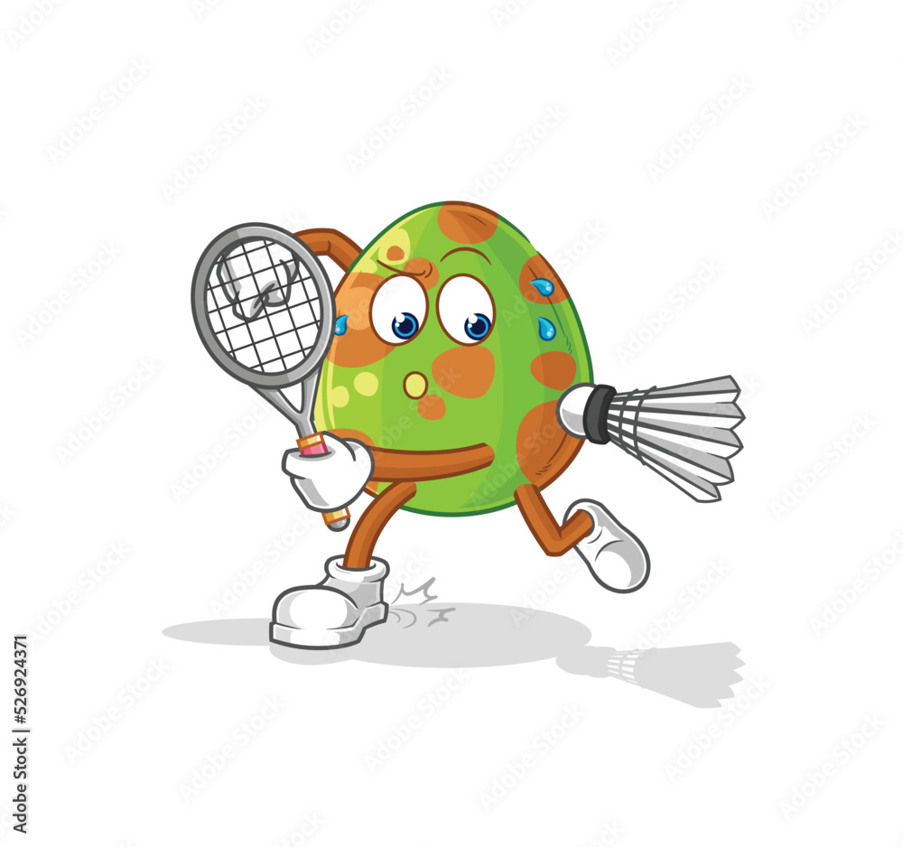Obraz premium dinosaur egg playing badminton illustration. character vector
