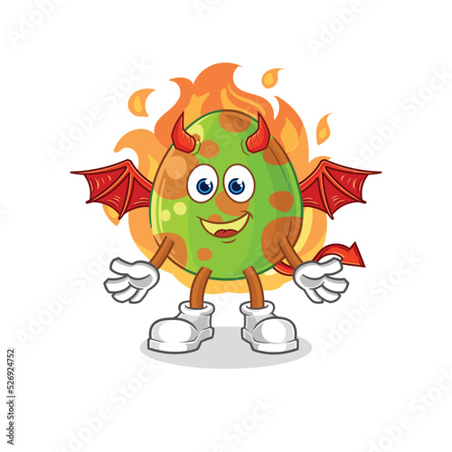 dinosaur egg demon with wings character. cartoon mascot vector