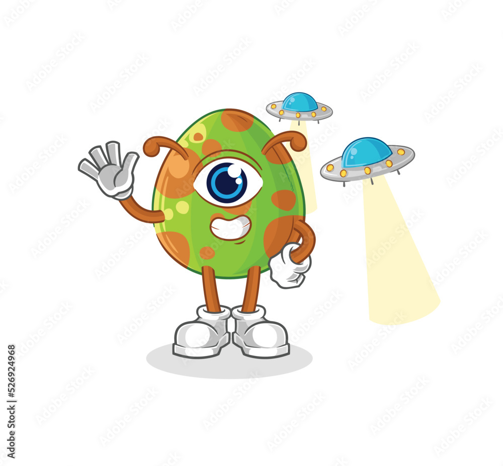 Obraz premium dinosaur egg alien cartoon mascot vector