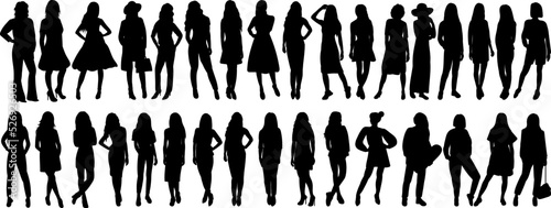 set of woman silhouette isolated, vector