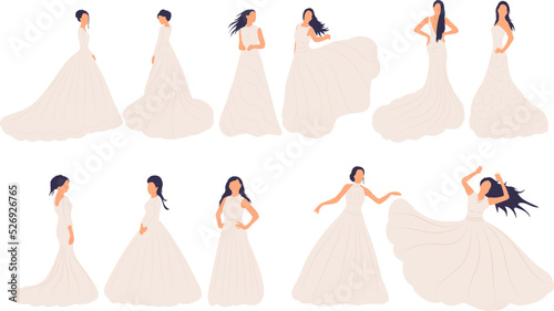 set of bride in flat style,wedding vector